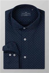 ΑΝΔΡΙΚΟ ΠΟΥΚΑΜΙΣΟ ΜΕ ΕΜΠΡΙΜΕ ΣΧΕΔΙΟ SLIM FIT ''ROMEO'' - M143-RY21.02 ΜΠΛΕ ΣΚΟΥΡΟ OXFORD COMPANY