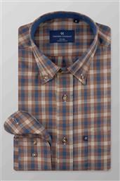 ΑΝΔΡΙΚΟ ΠΟΥΚΑΜΙΣΟ ΜΕ ΚΑΡΟ ΣΧΕΔΙΟ ΚΑΙ BUTTON DOWN REGULAR FIT - T135-BU11.01 ΚΑΦΕ OXFORD COMPANY