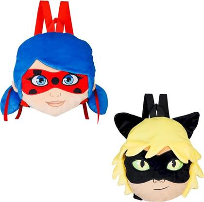 MIRACULOUS PLUSH BACKPACKS 30CM (RANDOM-2 CHARACTERS TO COLLECT-LADY BUG/BLACK-CAT NOAR) (MLB7008) PMI