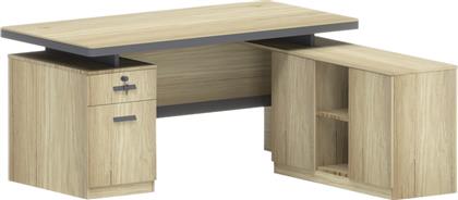 ΓΡΑΦΕΙΟ ΕΠΑΓΓΕΛΜΑΤΙΚΟ LOTUS PAKOWORLD ΜΕ ΔΕΞΙΑ ΓΩΝΙΑ ΣΕ ΦΥΣΙΚΗ-ΑΝΘΡΑΚΙ ΑΠΟΧΡΩΣΗ 200X160X76ΕΚ - - 069-000107 PAKO WORLD