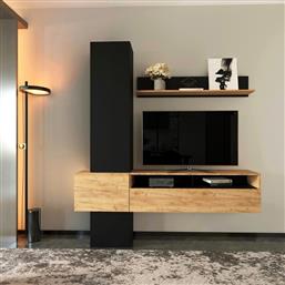 ΣΥΝΘΕΤΟ ΣΑΛΟΝΙΟΥ WENDY PAKOWORLD ΣΕ OAK-ΜΑΥΡΗ ΑΠΟΧΡΩΣΗ 195.1X37.3X219.1ΕΚ - - 192-000046 PAKO WORLD