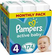 ACTIVE BABY NO4 (9-14KG) 174TMX MONTHLY PACK PAMPERS