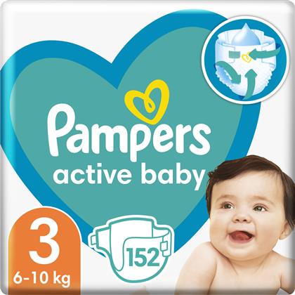 ACTIVE BABY ΠΑΝΕΣ MEGA PACK ΝΟ3 (6-10 KG), 152 ΠΑΝΕΣ PAMPERS