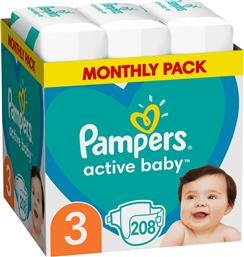 ACTIVE BABY ΠΑΝΕΣ MONTHLY PACK NO3 (6-10 KG), 208 ΠΑΝΕΣ PAMPERS