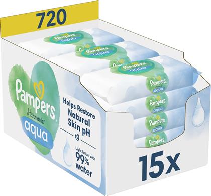 AQUA HARMONIE MONTHLY PACK BABY WIPES ΜΩΡΟΜΑΝΤΗΛΑ ΑΠΟ 99% ΝΕΡΟ, ΚΑΤΑΛΛΗΛΑ ΓΙΑ ΤΗΝ ΕΥΑΙΣΘΗΤΗ ΒΡΕΦΙΚΗ ΕΠΙΔΕΡΜΙΔΑ ΜΕ ΚΑΠΑΚΙ 720 ΤΕΜΑΧΙΑ (15X48 ΤΕΜΑΧΙΑ) PAMPERS