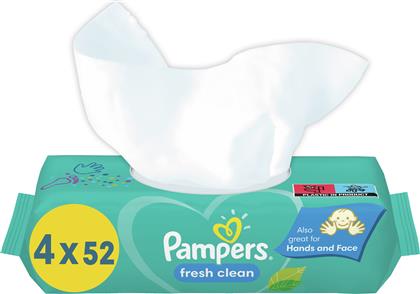 FRESH CLEAN WIPES ΑΠΑΛΑ ΜΩΡΟΜΑΝΤΗΛΑ ΜΕ ΥΠΕΡΟΧΟ ΑΡΩΜΑ ΦΡΕΣΚΑΔΑΣ 208 ΤΕΜΑΧΙΑ (4X52 ΤΕΜΑΧΙΑ) PAMPERS