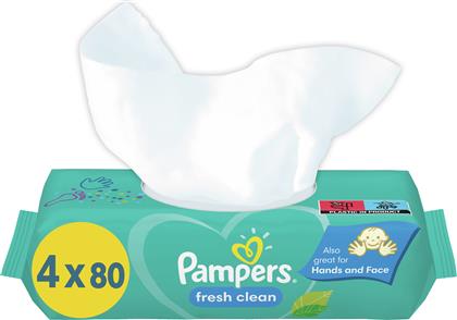 FRESH CLEAN WIPES ΑΠΑΛΑ ΜΩΡΟΜΑΝΤΗΛΑ ΜΕ ΥΠΕΡΟΧΟ ΑΡΩΜΑ ΦΡΕΣΚΑΔΑΣ 320 ΤΕΜΑΧΙΑ (4X80 ΤΕΜΑΧΙΑ) PAMPERS