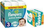 ΠΑΝΕΣ ACTIVE BABY NO3 (6-10KG) 208 TMX+ΜΩΡΟΜΑΝΤΗΛΑ SENSITIVE PAMPERS