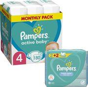 ΠΑΝΕΣ ACTIVE BABY NO4 (9-14KG) 180TMX+ΔΩΡΟ WIPES FRESH PAMPERS