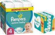 ΠΑΝΕΣ ACTIVE BABY NO4 (9-14KG) 180TMX+ΜΩΡΟΜΑΝΤΗΛΑ SENSITIVE PAMPERS