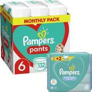 ΠΑΝΕΣ PANTS NO6 (14-19KG) 132 TMX+ΔΩΡΟ WIPES FRESH PAMPERS