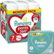 ΠΑΝΕΣ PANTS NO7 (17+KG) 114 ΤΜΧ+ΔΩΡΟ WIPES FRESH PAMPERS