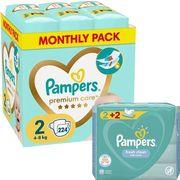 ΠΑΝΕΣ PREMIUM CARE NO2 (4-8KG) 224 TMX+ΔΩΡΟ WIPES FRESH PAMPERS