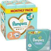 ΠΑΝΕΣ PREMIUM CARE NO3 (6-10KG) 200 TMX+ΔΩΡΟ WIPES FRESH PAMPERS