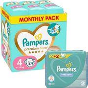 ΠΑΝΕΣ PREMIUM CARE NO4 (9-14KG)174TMX+ΔΩΡΟ WIPES FRESH PAMPERS