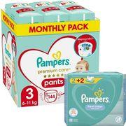 ΠΑΝΕΣ PREMIUM PANTS NO3 (6-11KG) 144TMX+ΔΩΡΟ WIPES FRESH PAMPERS