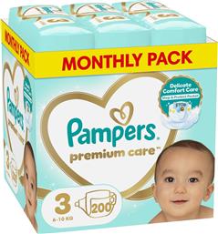 PREMIUM CARE MONTHLY PACK ΝΟ3 (6-10KG) 200 ΤΕΜΑΧΙΑ PAMPERS