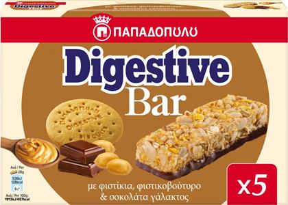 ΜΠΑΡΕΣ ΔΗΜΗΤΡΙΑΚΩΝ DIGESTIVE ΦΙΣΤΙΚΟΒΟΥΤΥΡΟ ΣΟΚΟΛΑΤΑ 5X28G ΠΑΠΑΔΟΠΟΥΛΟΥ