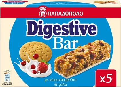 ΜΠΑΡΕΣ ΔΗΜΗΤΡΙΑΚΩΝ DIGESTIVE ΚΟΚΚΙΝΑ ΦΡΟΥΤΑ ΚΑΙ ΓΑΛΑ 5X28G ΠΑΠΑΔΟΠΟΥΛΟΥ