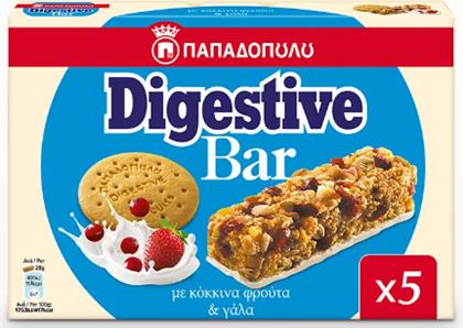 ΜΠΑΡΕΣ ΔΗΜΗΤΡΙΑΚΩΝ DIGESTIVE ΚΟΚΚΙΝΑ ΦΡΟΥΤΑ ΚΑΙ ΓΑΛΑ (5X28G) ΠΑΠΑΔΟΠΟΥΛΟΥ