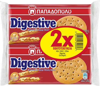 ΜΠΙΣΚΟΤΑ DIGESTIVE (2X250G) ΠΑΠΑΔΟΠΟΥΛΟΥ