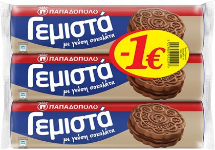 ΜΠΙΣΚΟΤΑ ΓΕΜΙΣΤΑ ΜΕ ΓΕΥΣΗ ΣΟΚΟΛΑΤΑ (3X200G) -1€ ΠΑΠΑΔΟΠΟΥΛΟΥ