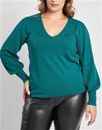 ΠΛΕΚΤΗ V-NECK ΜΠΛΟΥΖΑ ΜΕ ΣΤΡΑΣ ΚΑΙ ΜΠΑΛΟΥΝ ΜΑΝΙΚΙΑ PARABITA