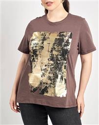 T-SHIRT ΒΑΜΒΑΚΕΡΟ ΜΕ ΣΤΑΜΠΑ ΦΟΙΛ PARABITA