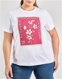 T-SHIRT ΒΑΜΒΑΚΕΡΟ ΜΕ ΣΤΑΜΠΑ ΓΡΑΜΜΑΤΟΣΗΜΟ ΦΛΟΡΑΛ PARABITA