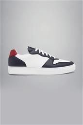 PAUL&SHARK ΑΝΔΡΙΚΑ ΔΕΡΜΑΤΙΝΑ SNEAKERS COLORBLOCKED ΜΕ ΑΝΑΓΛΥΦΟ ΛΟΓΟΤΥΠΟ - 23418001 ΛΕΥΚΟ PAUL & SHARK