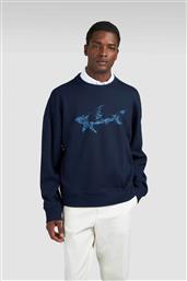 PAUL&SHARK ΑΝΔΡΙΚΗ ΜΠΛΟΥΖΑ ΦΟΥΤΕΡ ΜΕ SHARK PRINT REGULAR FIT - 15311848 ΜΠΛΕ ΣΚΟΥΡΟ PAUL & SHARK