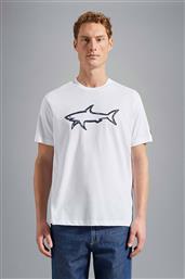 PAUL&SHARK ΑΝΔΡΙΚΟ T-SHIRT ΜΕ SHARK PRINT REGULAR FIT - 22411073 ΛΕΥΚΟ PAUL & SHARK