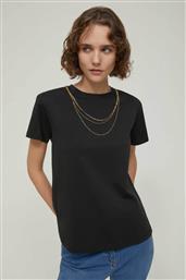 ΓΥΝΑΙΚΕΙO Τ-SHIRT ΜΕ ΔΙΑΚΟΣΜΗΤΙΚΑ ΣΤΟΙΧΕΙΑ ''SOLE'' - 2521976033200 ΜΑΥΡΟ PENNYBLACK