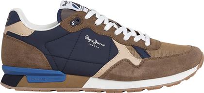 ΑΝΔΡΙΚΑ ΔΕΡΜΑΤΙΝΑ SUEDE SNEAKERS BRIT COLORS PMS400004-872 ΜΠΕΖ PEPE JEANS
