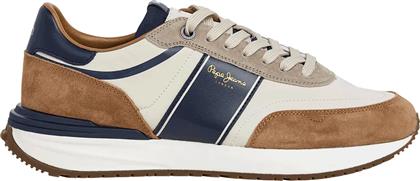 ΑΝΔΡΙΚΑ ΔΕΡΜΑΤΙΝΑ SUEDE SNEAKERS BUSTER SERIE PMS600008-879 ΚΑΦΕ PEPE JEANS