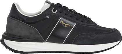 ΑΝΔΡΙΚΑ ΔΕΡΜΑΤΙΝΑ SUEDE SNEAKERS BUSTER SERIE PMS600008-999 ΜΑΥΡΟ PEPE JEANS