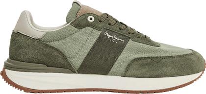 ΑΝΔΡΙΚΑ ΔΕΡΜΑΤΙΝΑ SUEDE SNEAKERS BUSTER TAPE PMS60006-765 ΧΑΚΙ PEPE JEANS