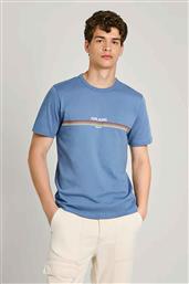 ΑΝΔΡΙΚΟ T-SHIRT ΜΕ CONTRAST ΡΙΓΕΣ ΚΑΙ ΛΟΓΟΤΥΠΟ REGULAR FIT - PM509427 ΜΠΛΕ ΑΝΟΙΧΤΟ PEPE JEANS