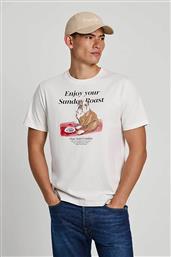 ΑΝΔΡΙΚΟ T-SHIRT ΜΕ PRINT ΚΑΙ LETTERING REGULAR FIT - PM509622 ΛΕΥΚΟ PEPE JEANS