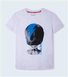 CLARENCE T-SHIRT ΛΕΥΚΟ ΜΕ ΣΤΑΜΠΑ PB503376-800 PEPE JEANS