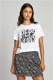 ΓΥΝΑΙΚΕΙΟ T-SHIRT ΜΕ PRINT ΚΑΙ ΛΟΓΟΤΥΠΟ REGULAR FIT - PL505964 ΛΕΥΚΟ PEPE JEANS