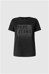 ΓΥΝΑΙΚΕΙΟ T-SHIRT ΜΕ ΣΧΕΔΙΟ ΣΤΡΑΣ ''BERNADETTE'' - PL5000020 ΜΑΥΡΟ PEPE JEANS