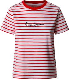 ΓΥΝΑΙΚΕΙΟ T-SHIRT ΡΙΓΕ ΜΕ LOGO PRINT ''ELBA'' - PL505876 ΚΟΚΚΙΝΟ PEPE JEANS