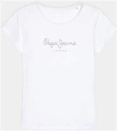 T-SHIRT HANA GLITTER PG503064 ΛΕΥΚΟ SLIM FIT PEPE JEANS