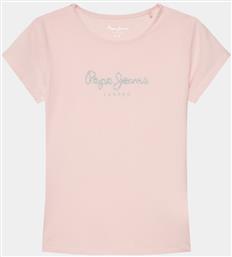 T-SHIRT HANA GLITTER PG503064 ΡΟΖ SLIM FIT PEPE JEANS