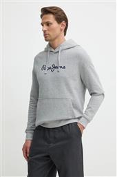 ΒΑΜΒΑΚΕΡΗ ΜΠΛΟΥΖΑ NEW JOE HOODIE ΧΡΩΜΑ: ΓΚΡΙ, ΜΕ ΚΟΥΚΟΥΛΑ, PM582716 PEPE JEANS