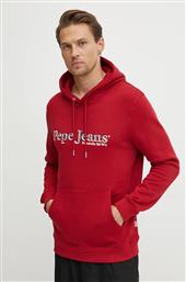 ΒΑΜΒΑΚΕΡΗ ΜΠΛΟΥΖΑ SOMERS HOODIE ΧΡΩΜΑ: ΚΟΚΚΙΝΟ, ΜΕ ΚΟΥΚΟΥΛΑ, PM582728 PEPE JEANS