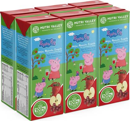 ΦΥΣΙΚΟΣ ΧΥΜΟΣ ΦΡΑΟΥΛΑ ΜΗΛΟ ΣΤΑΦΥΛΙ 6X250ML PEPPA PIG