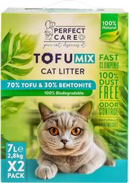ΑΜΜΟΣ CAT LITTER MIX TOFU - BENTONITE ΧΩΡΙΣ ΑΡΩΜΑ 14L (2 X 7L) PERFECT CARE