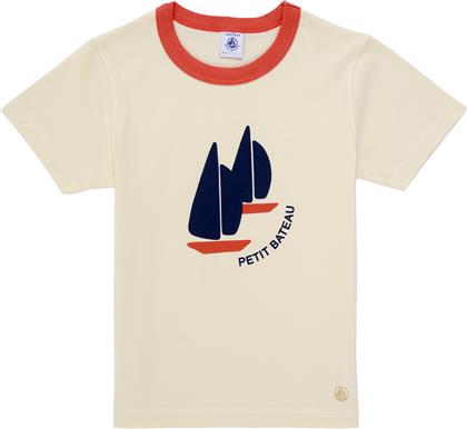 T-SHIRT ΜΕ ΚΟΝΤΑ ΜΑΝΙΚΙΑ BICHON PETIT BATEAU